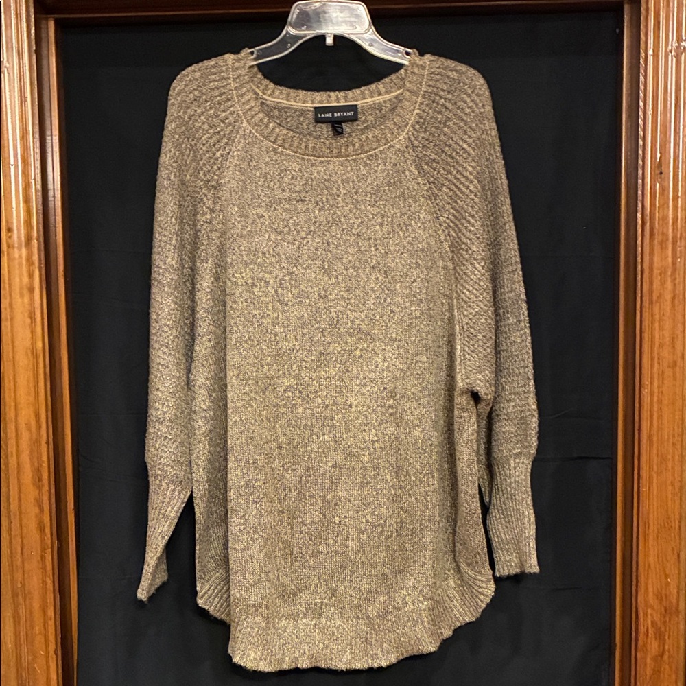NWT size 18/20 Lane Bryant Tan/Sage Boatneck Sweater (ABBA)
